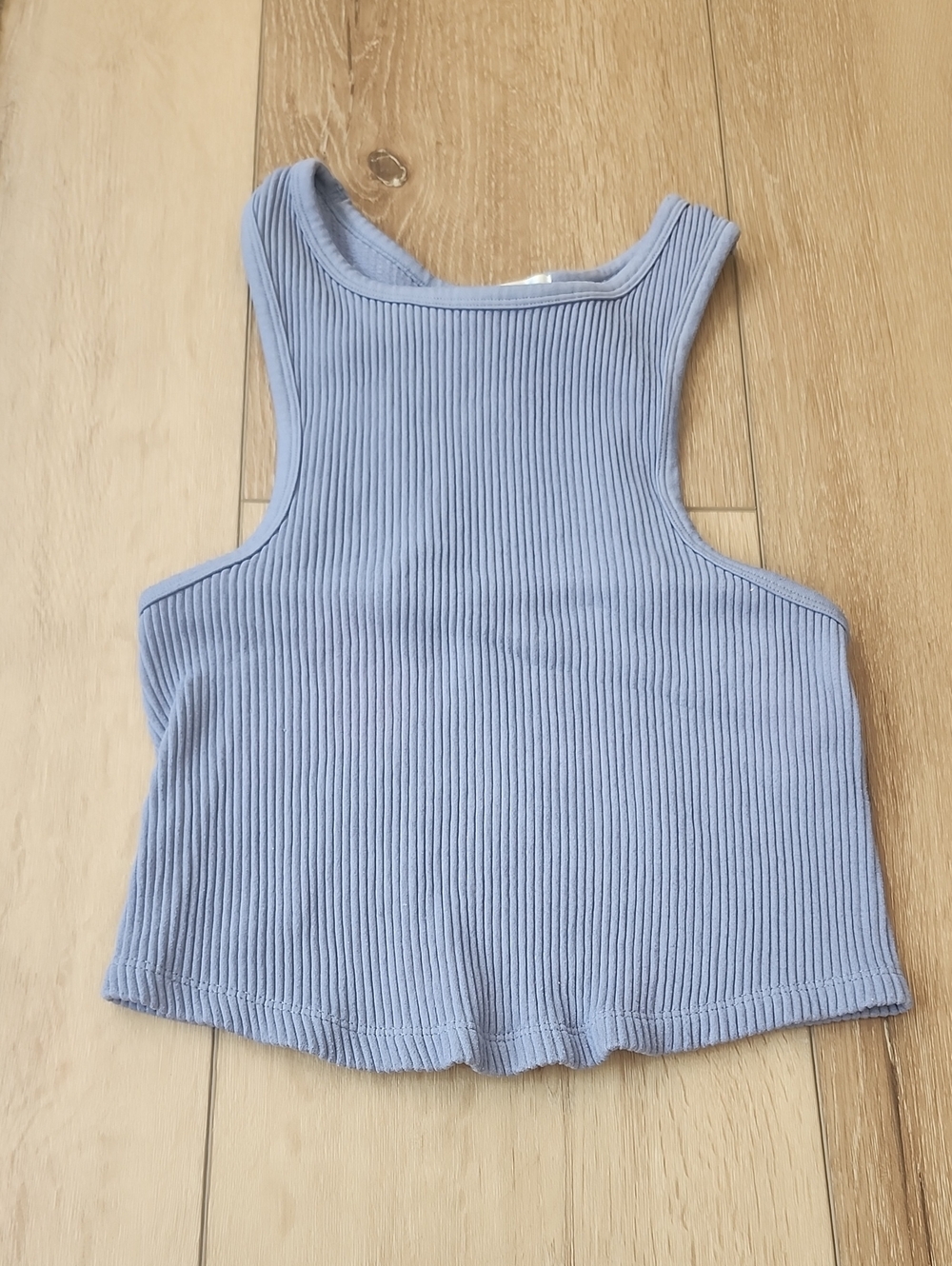 Ribbed Crop Tank Top - Light Blue, Women Small